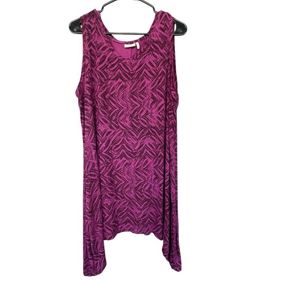 Logo Lori Goldstein Womens Midi Shift Tank Dress Plus Size 2X Patterned Stretchy - Picture 1 of 9